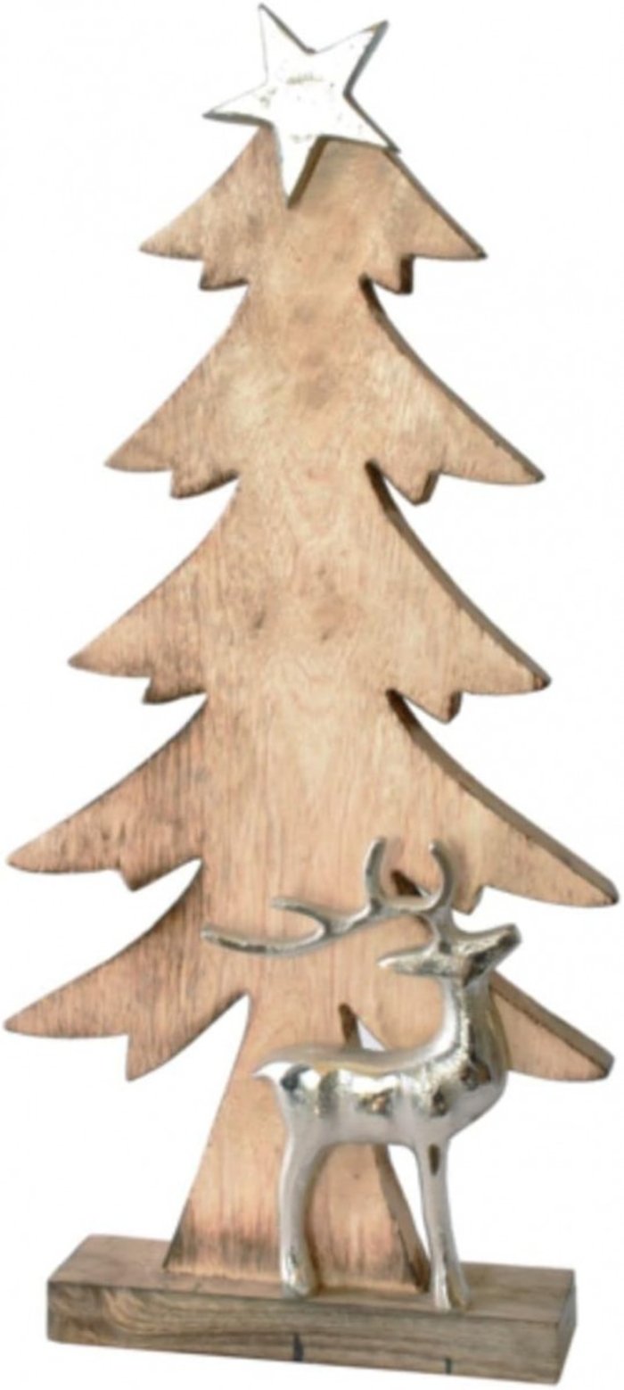 Wood Tree with Silver Deer