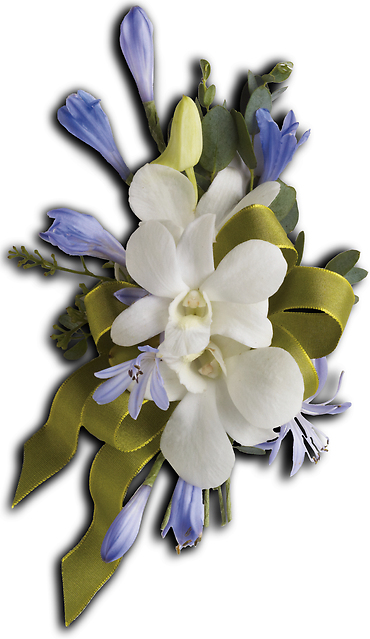 Blue and White Elegance Pin On Corsage