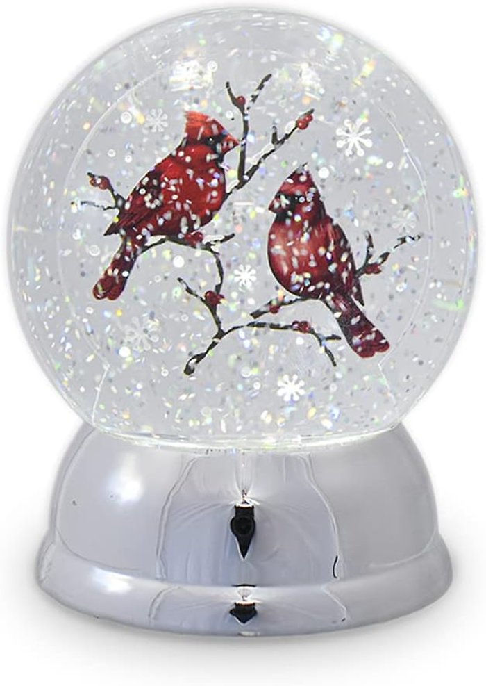 LED Light UP Cardinal Shimmer Globe