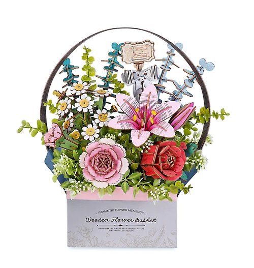 3D Wooden Flower Basket Puzzle DIY