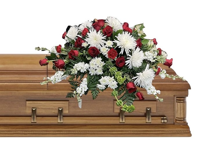Red & White Tribute Casket Spray